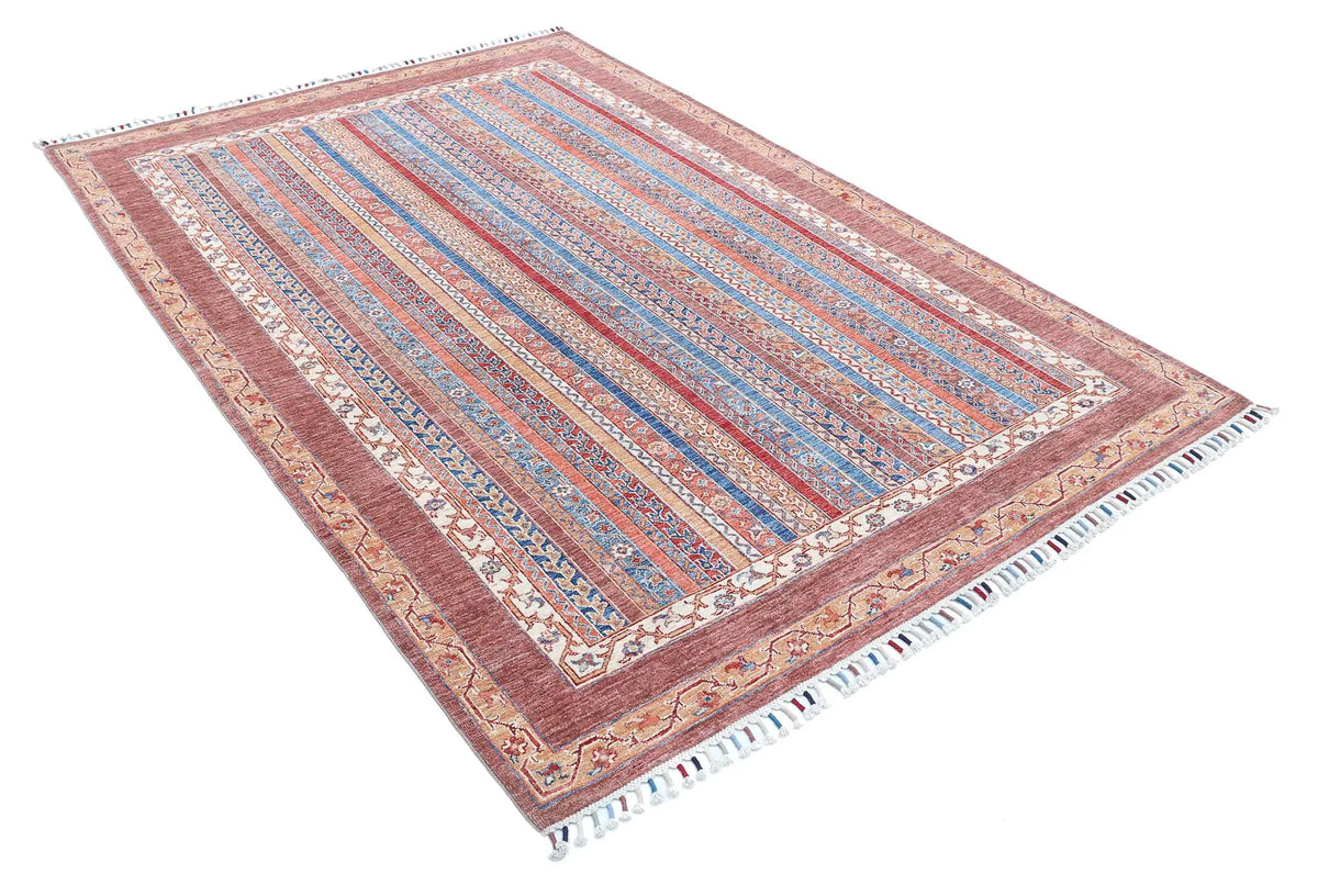 Hand Knotted Shaal Wool Rug - 5'6'' x 7'9''