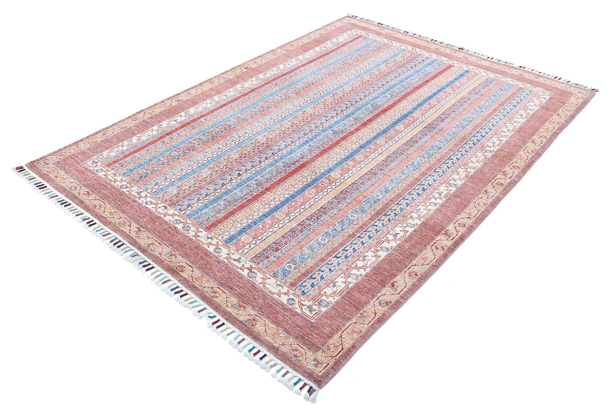 Hand Knotted Shaal Wool Rug - 5'6'' x 7'9''