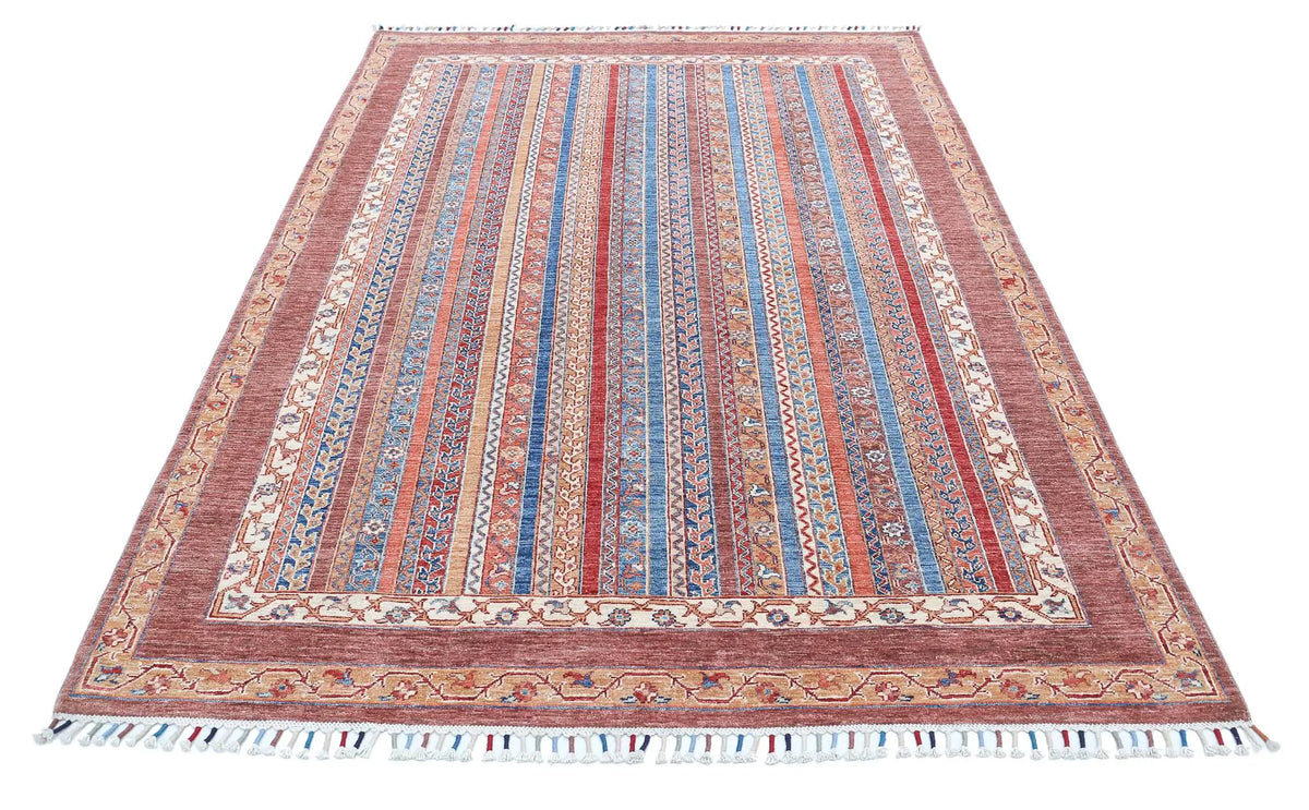 Hand Knotted Shaal Wool Rug - 5'6'' x 7'9''