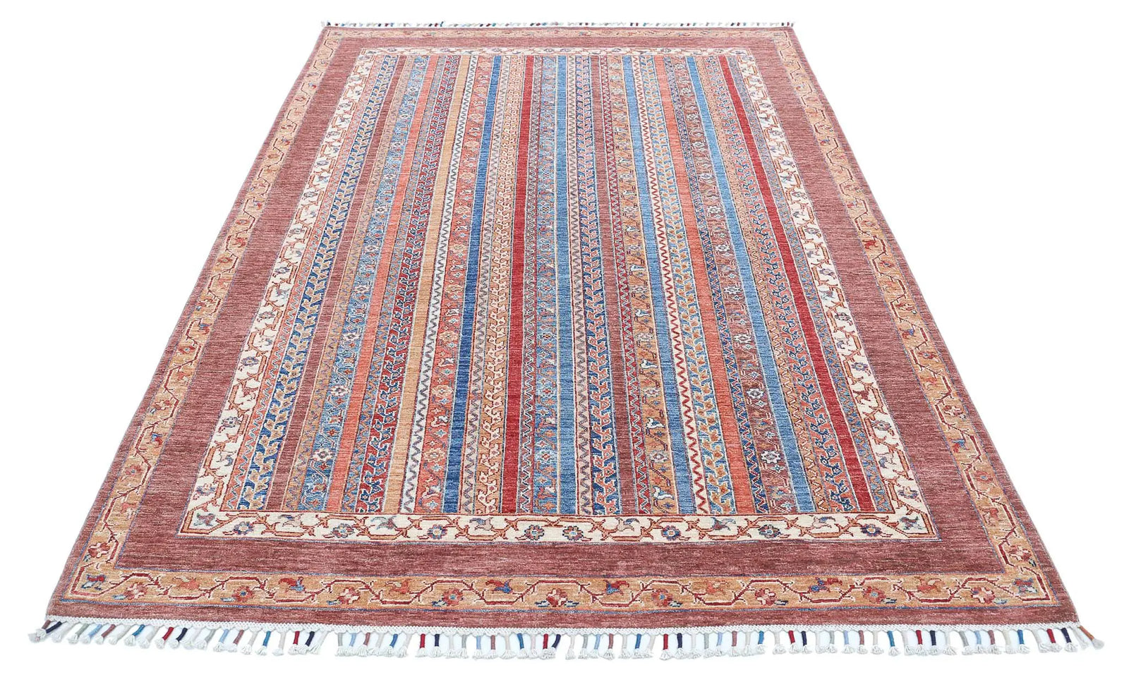 Hand Knotted Shaal Wool Rug - 5'6'' x 7'9''