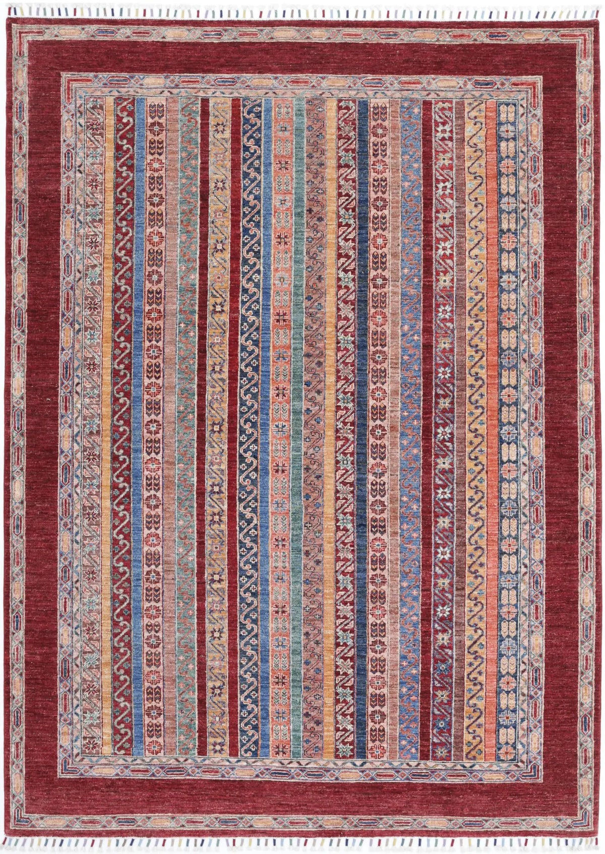 Hand Knotted Shaal Wool Rug - 5&#39;7&#39;&#39; x 7&#39;11&#39;&#39;