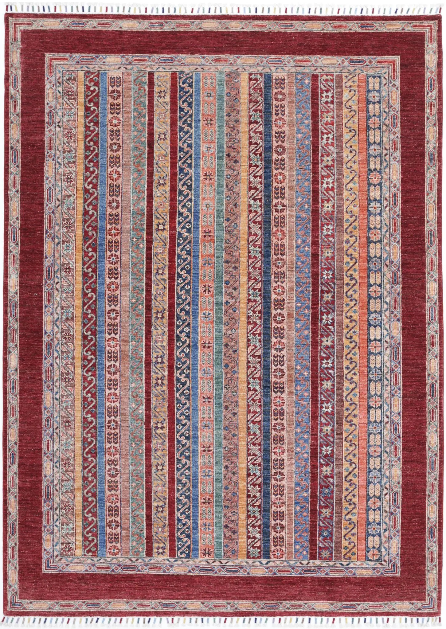Hand Knotted Shaal Wool Rug - 5'7'' x 7'11''