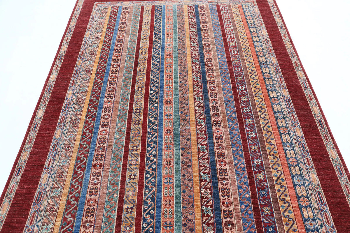 Hand Knotted Shaal Wool Rug - 5'7'' x 7'11''