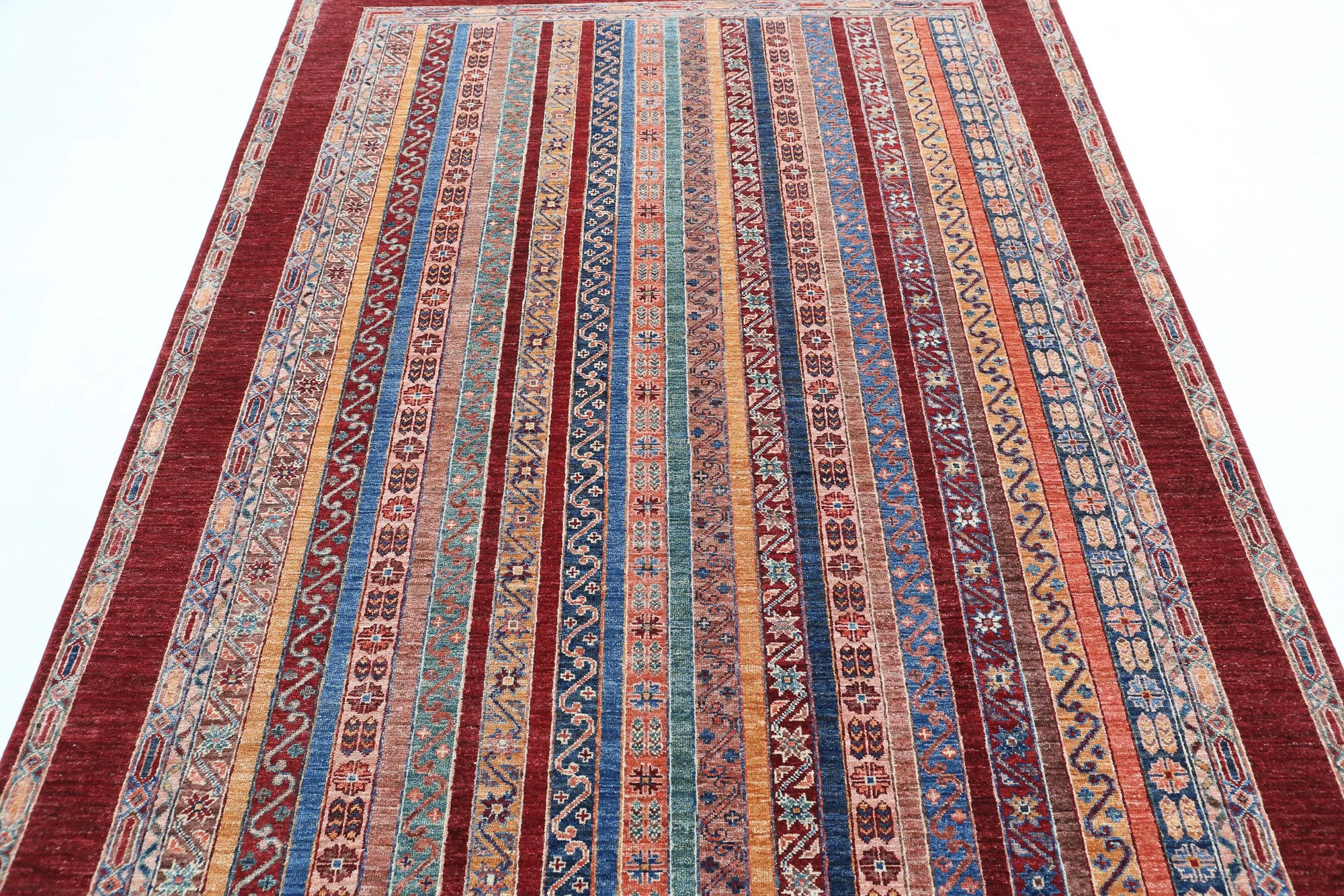 Hand Knotted Shaal Wool Rug - 5'7'' x 7'11''