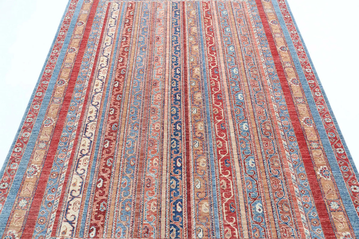 Hand Knotted Shaal Wool Rug - 5'7'' x 7'9''
