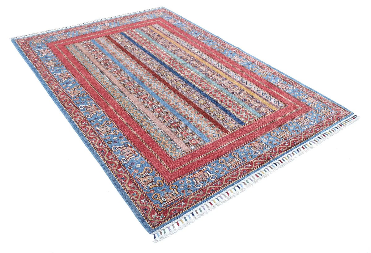Hand Knotted Shaal Wool Rug - 5'8'' x 7'11''
