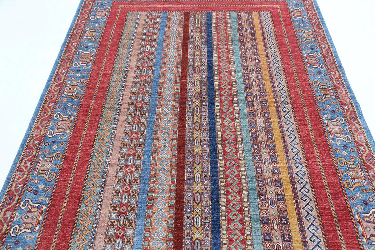 Hand Knotted Shaal Wool Rug - 5'8'' x 7'11''