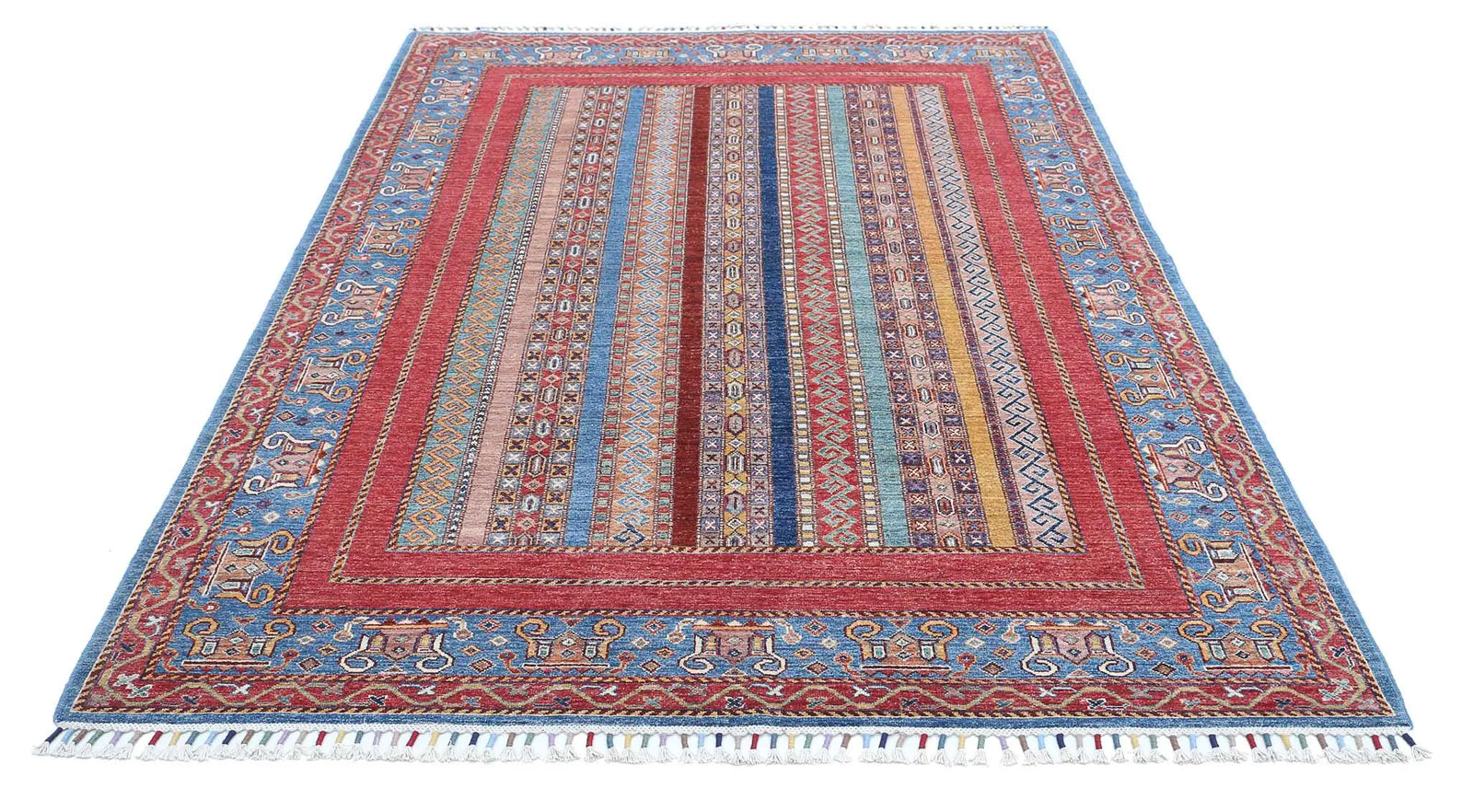 Hand Knotted Shaal Wool Rug - 5'8'' x 7'11''