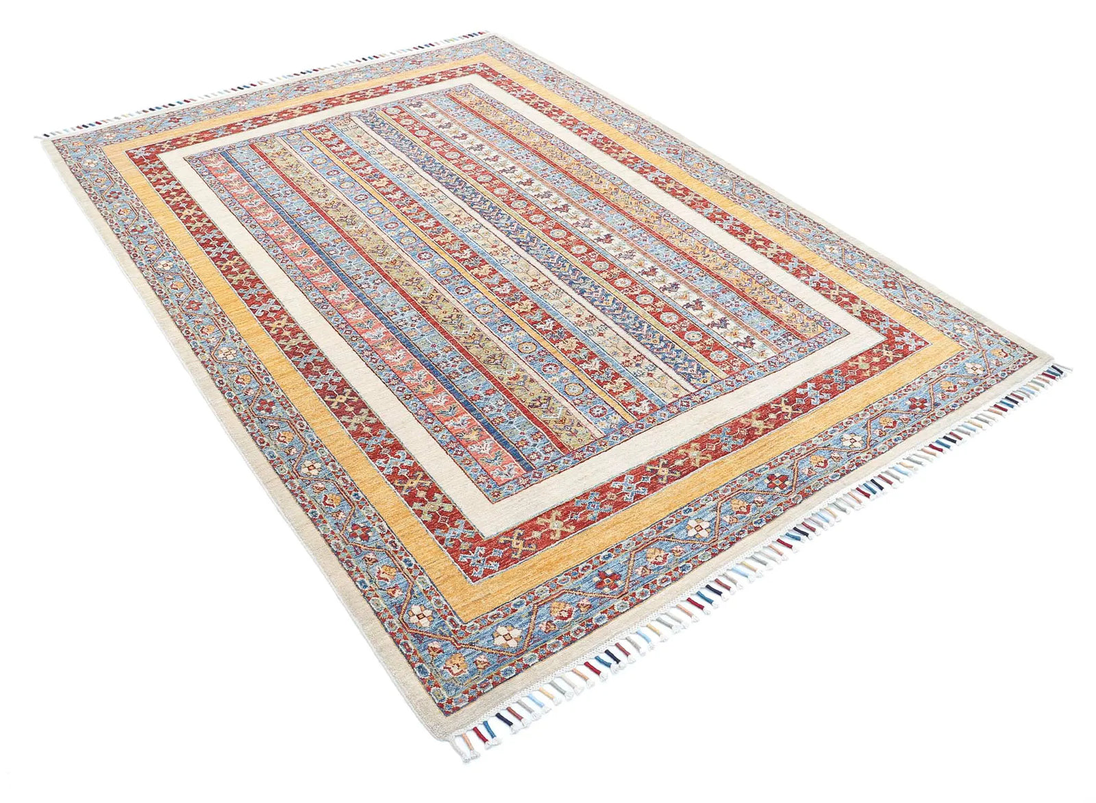 Hand Knotted Shaal Wool Rug - 5'8'' x 7'6''