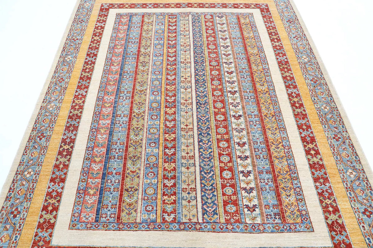 Hand Knotted Shaal Wool Rug - 5'8'' x 7'6''