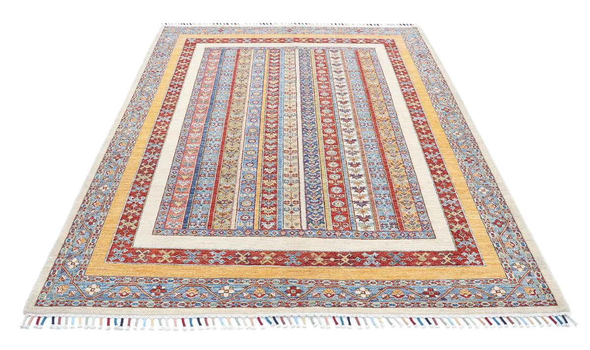 Hand Knotted Shaal Wool Rug - 5'8'' x 7'6''