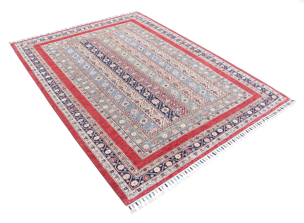 Hand Knotted Shaal Wool Rug - 5'8'' x 7'7''