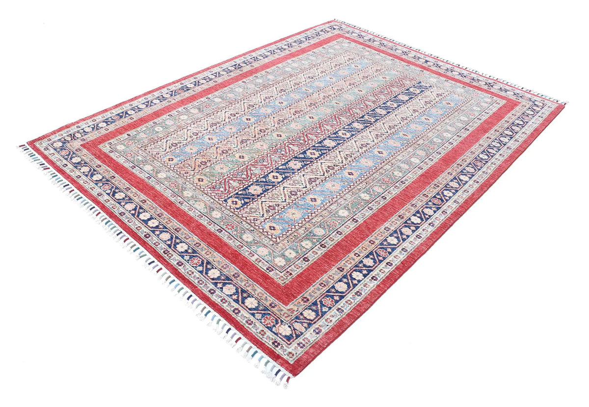 Hand Knotted Shaal Wool Rug - 5'8'' x 7'7''
