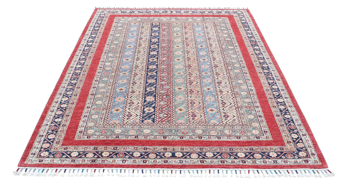 Hand Knotted Shaal Wool Rug - 5'8'' x 7'7''