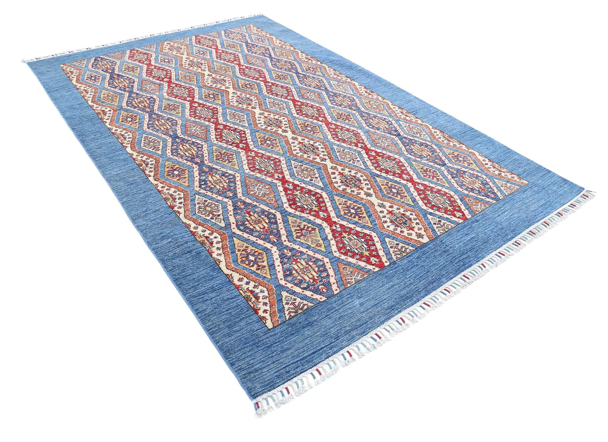 Alfombra de lana Shaal anudada a mano - 6'3'' x 9'4''