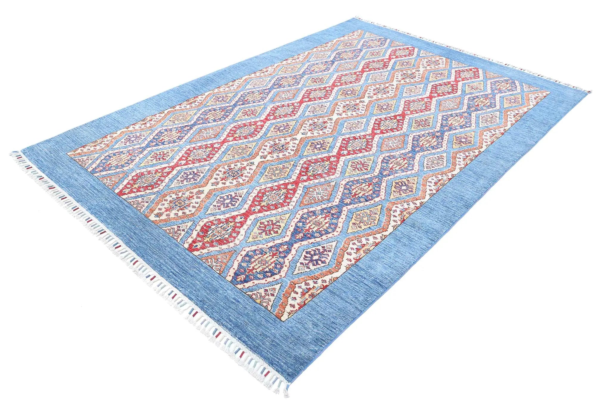 Alfombra de lana Shaal anudada a mano - 6'3'' x 9'4''