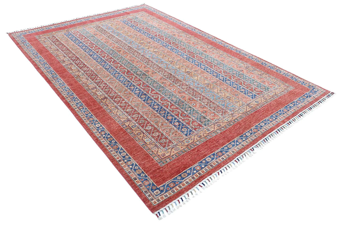 Hand Knotted Shaal Wool Rug - 6'7'' x 9'5''