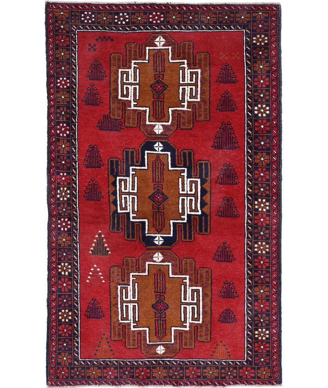Hand Knotted Tribal Baluch Wool Rug - 3&#39;5&#39;&#39; x 5&#39;9&#39;&#39; - Arteverk Rugs Area rug