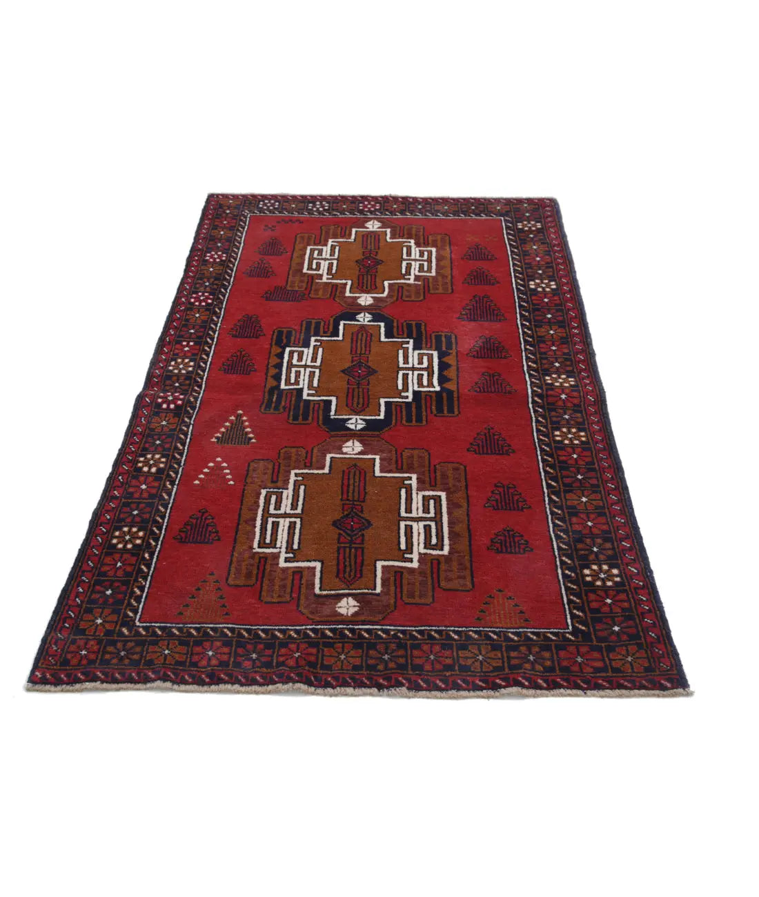 Hand Knotted Tribal Baluch Wool Rug - 3'5'' x 5'9'' - Arteverk Rugs Area rug