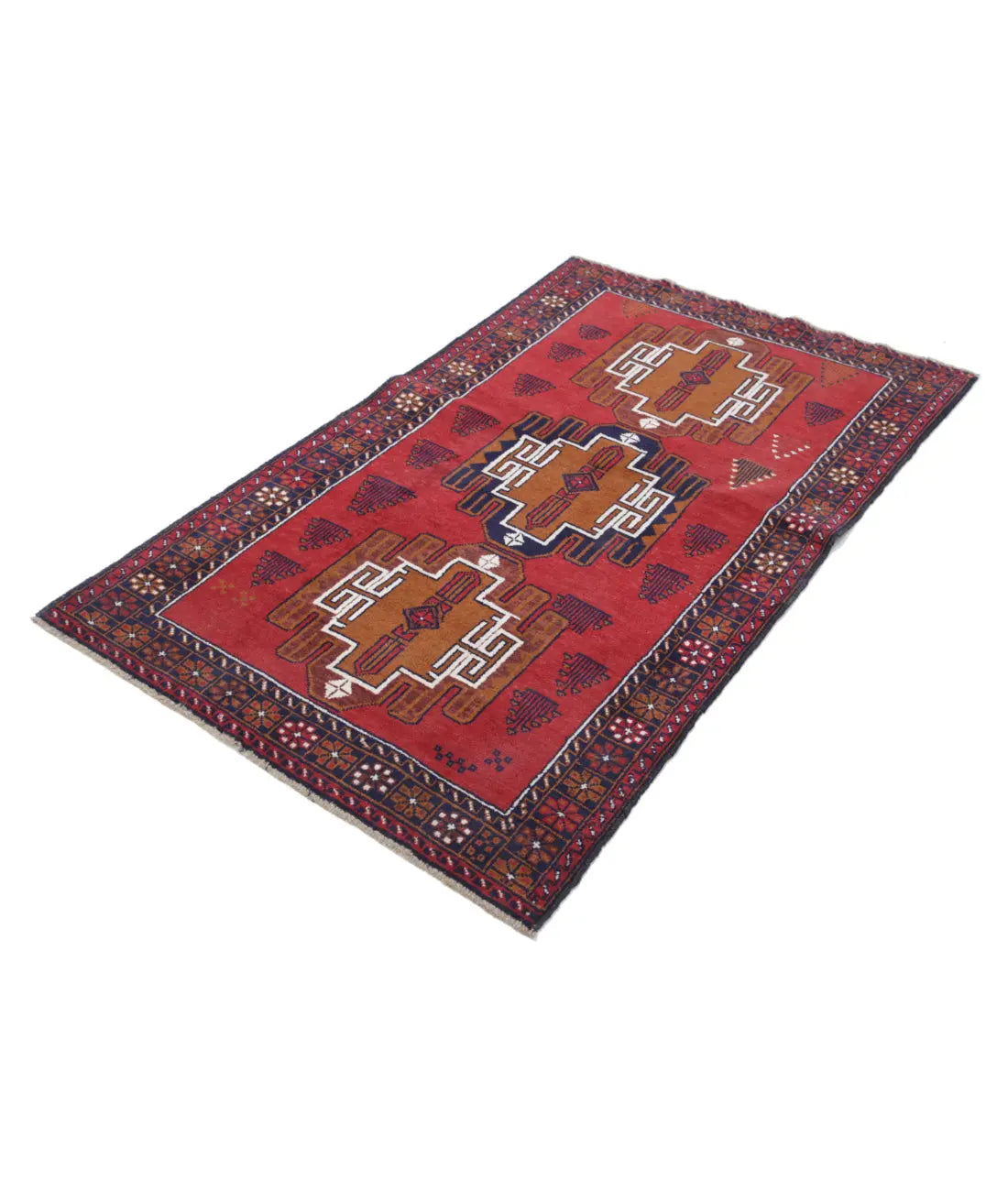 Hand Knotted Tribal Baluch Wool Rug - 3'5'' x 5'9'' - Arteverk Rugs Area rug