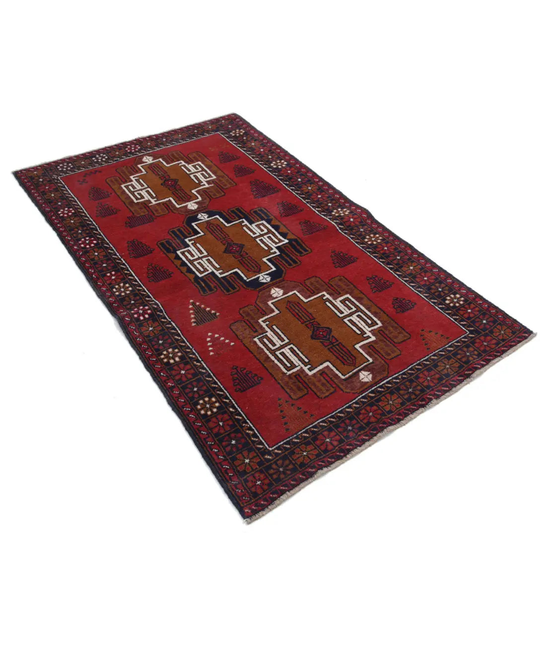 Hand Knotted Tribal Baluch Wool Rug - 3'5'' x 5'9'' - Arteverk Rugs Area rug