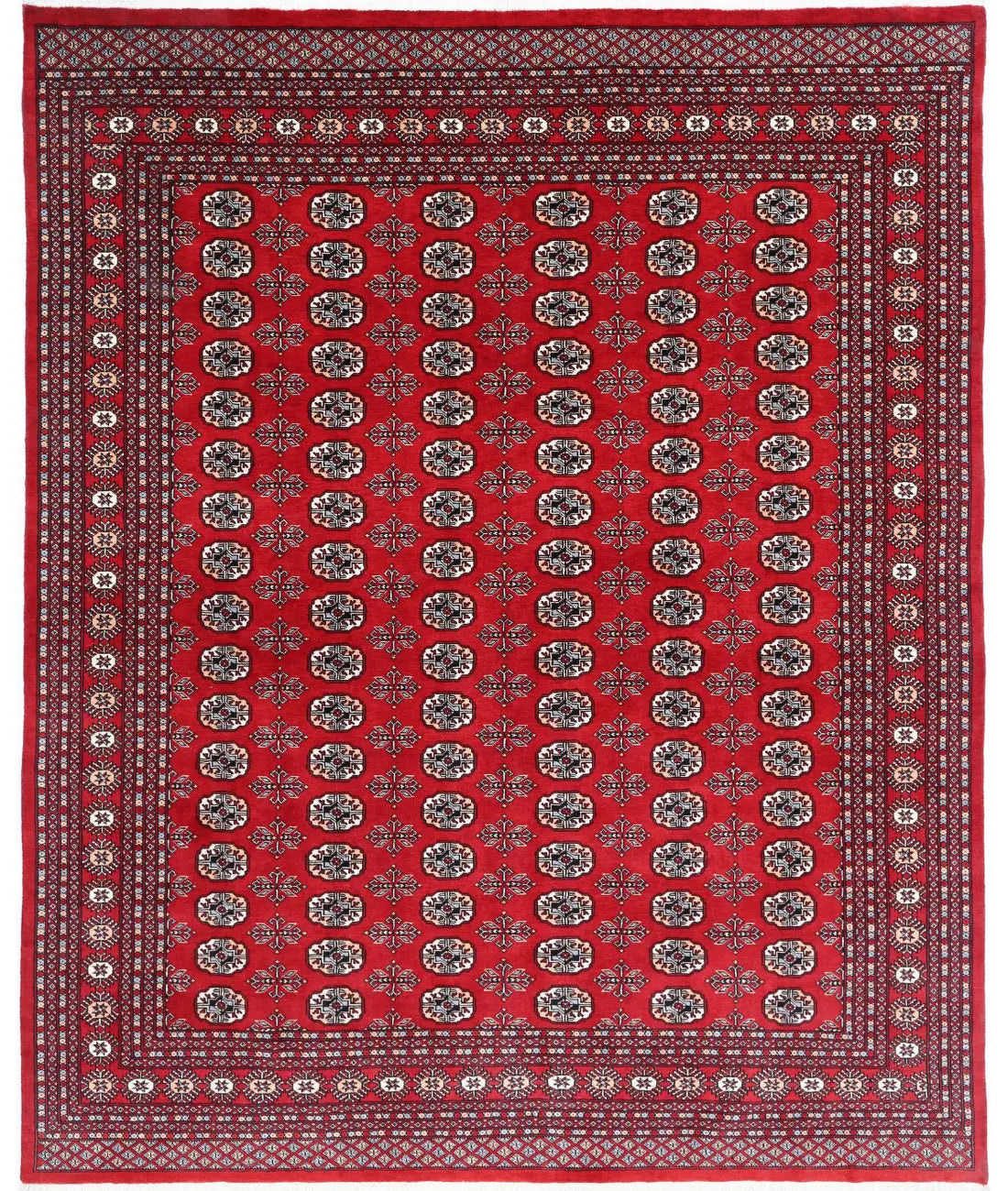 Hand Knotted Tribal Bokhara Wool Rug - 8&#39;1&#39;&#39; x 9&#39;10&#39;&#39; - Arteverk Rugs Area rug