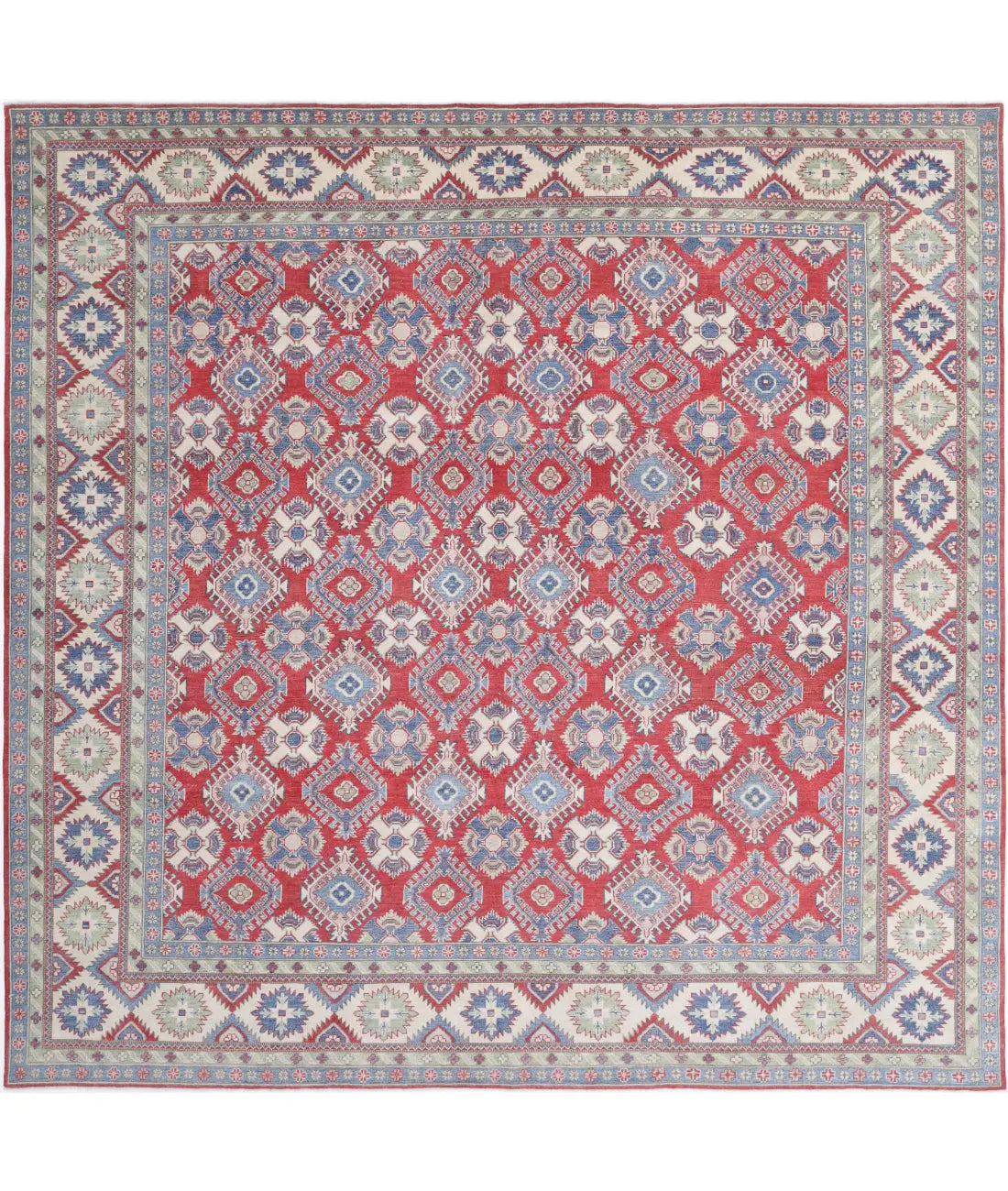 Hand Knotted Tribal Kazak Wool Rug - 11'8'' x 11'6''
