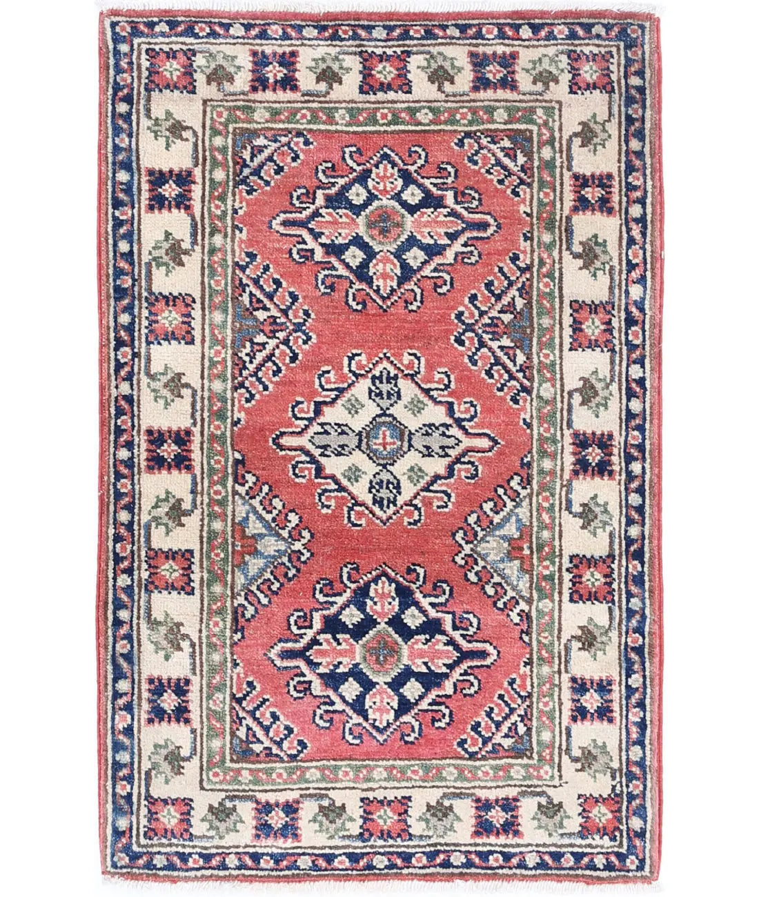Hand Knotted Tribal Kazak Wool Rug - 1'10'' x 3'0''