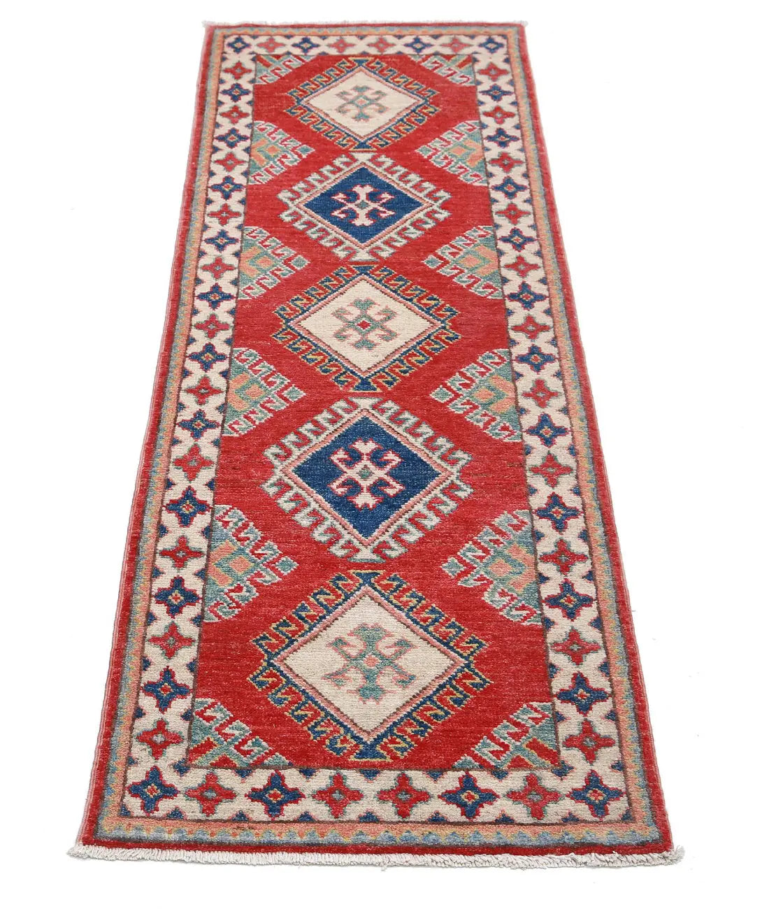 Hand Knotted Tribal Kazak Wool Rug - 1'11'' x 5'10''