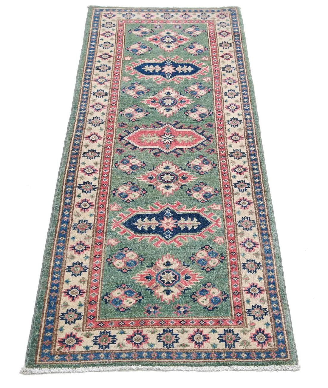 Hand Knotted Tribal Kazak Wool Rug - 1'11'' x 5'7''