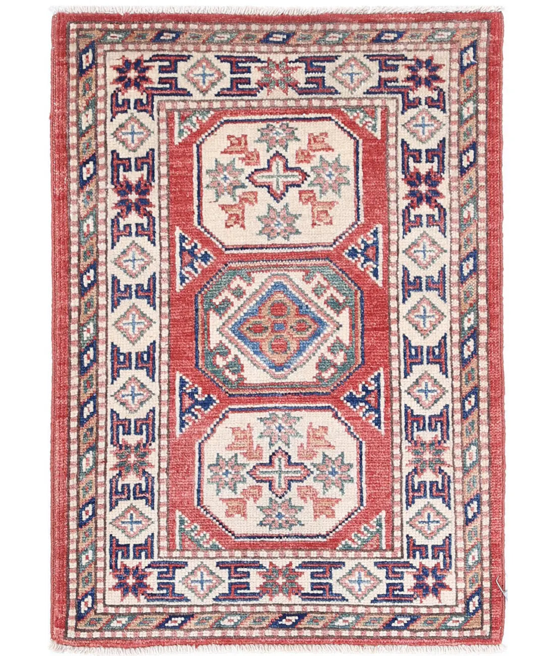 Hand Knotted Tribal Kazak Wool Rug - 2'0'' x 2'10''