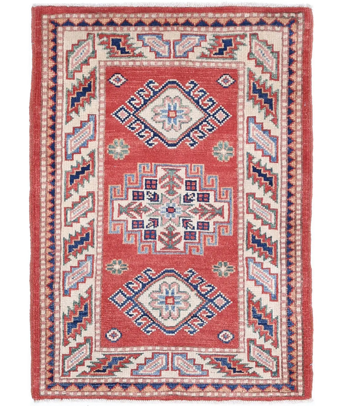 Hand Knotted Tribal Kazak Wool Rug - 2'0'' x 2'10''