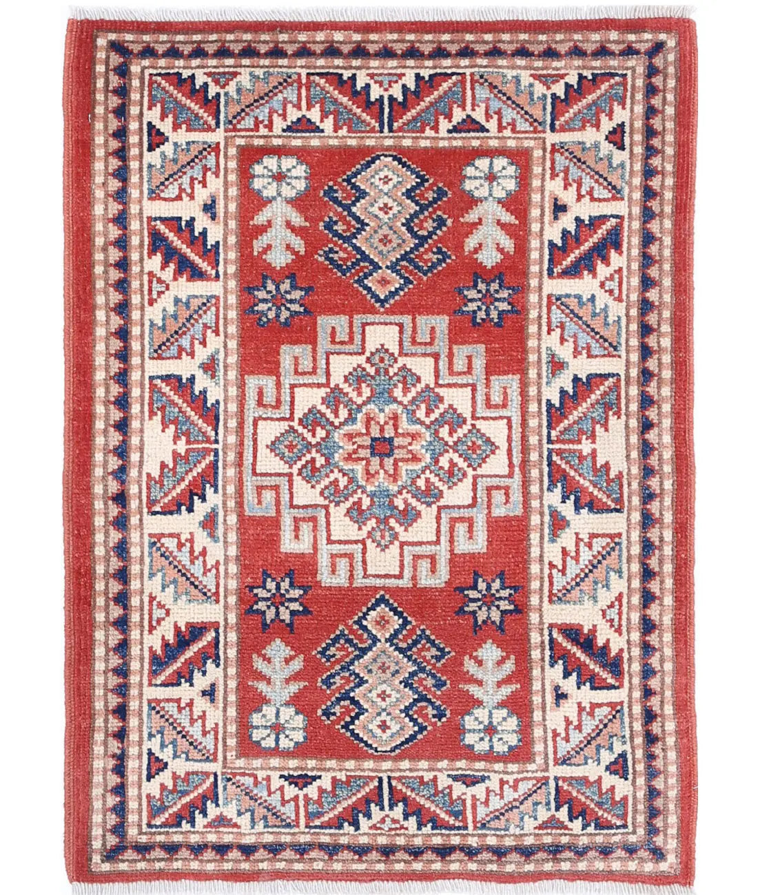 Hand Knotted Tribal Kazak Wool Rug - 2'0'' x 2'10''