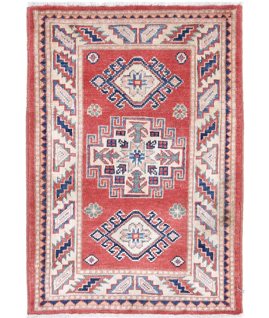 Hand Knotted Tribal Kazak Wool Rug - 2'0'' x 2'11''