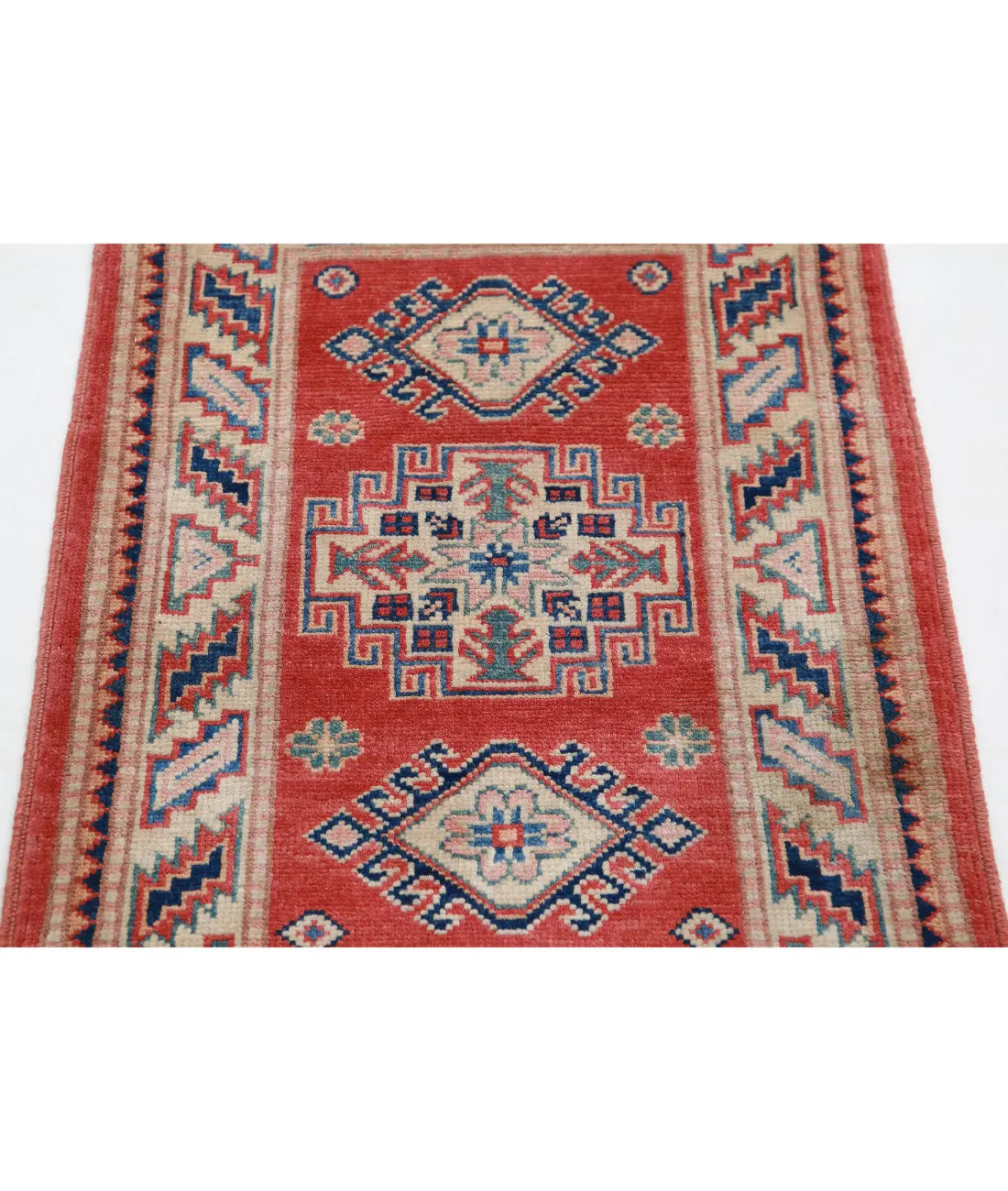 Tapis tribal en laine Kazak noué à la main - 2'0'' x 2'11''