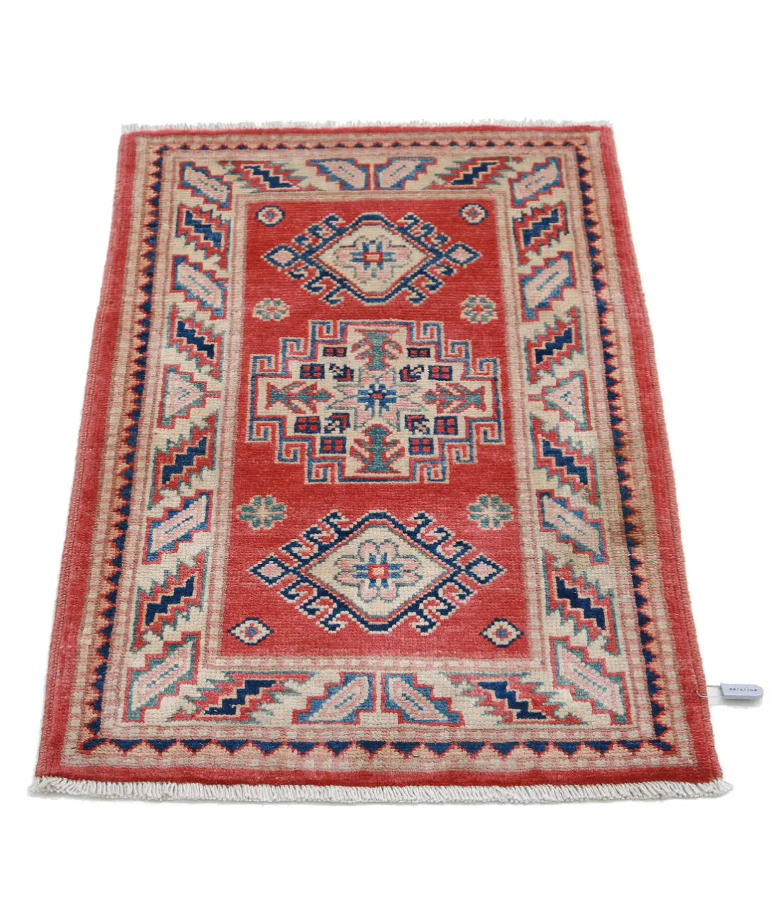 Tapis tribal en laine Kazak noué à la main - 2'0'' x 2'11''