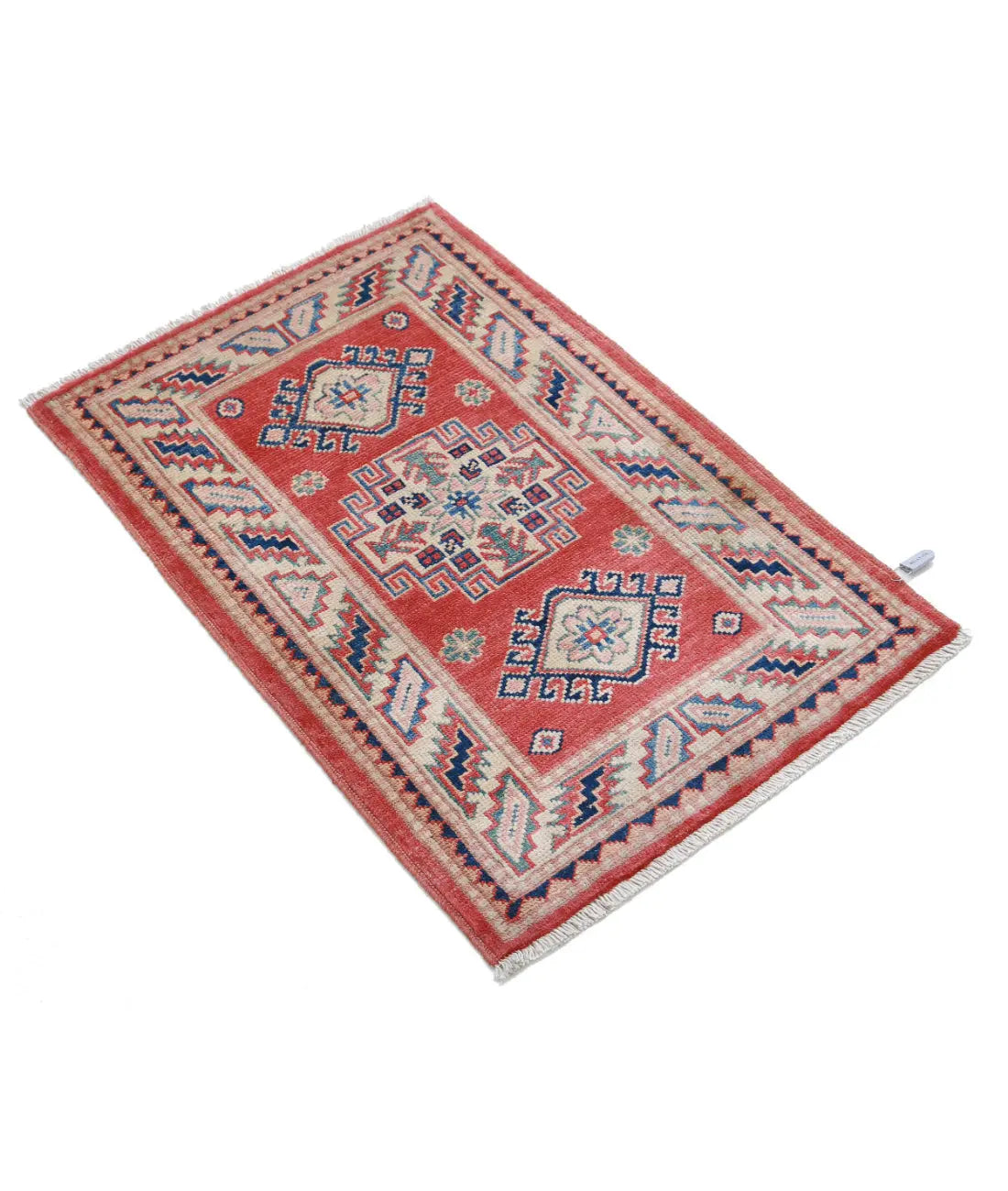 Tapis tribal en laine Kazak noué à la main - 2'0'' x 2'11''