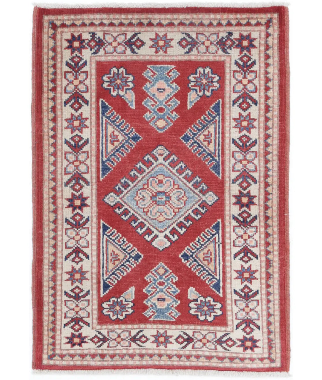 Hand Knotted Tribal Kazak Wool Rug - 2'0'' x 3'0''