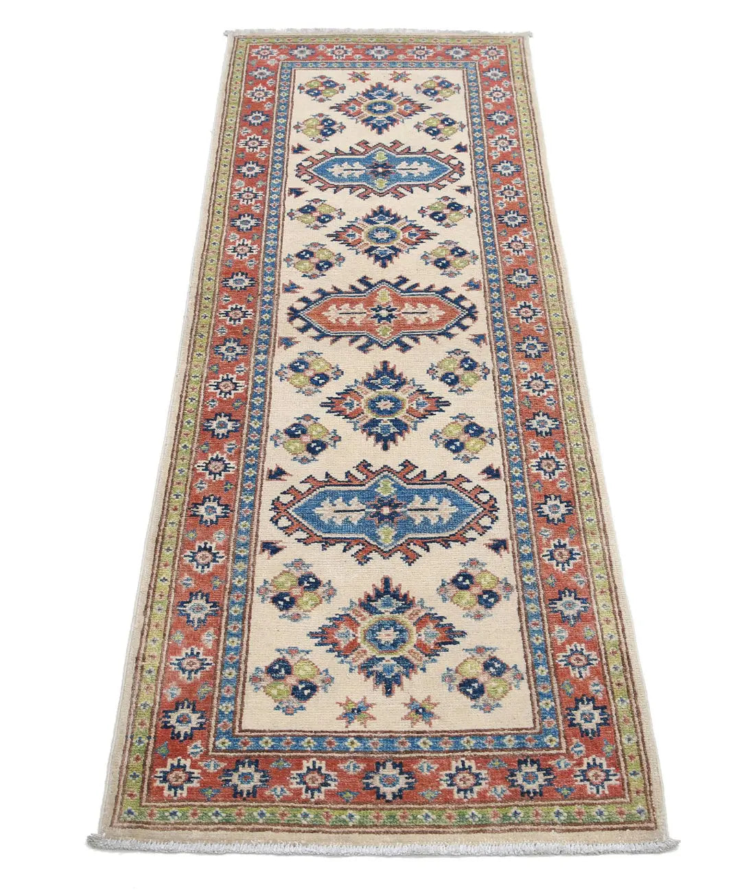 Tapis tribal en laine Kazak noué à la main - 2'0'' x 5'11''