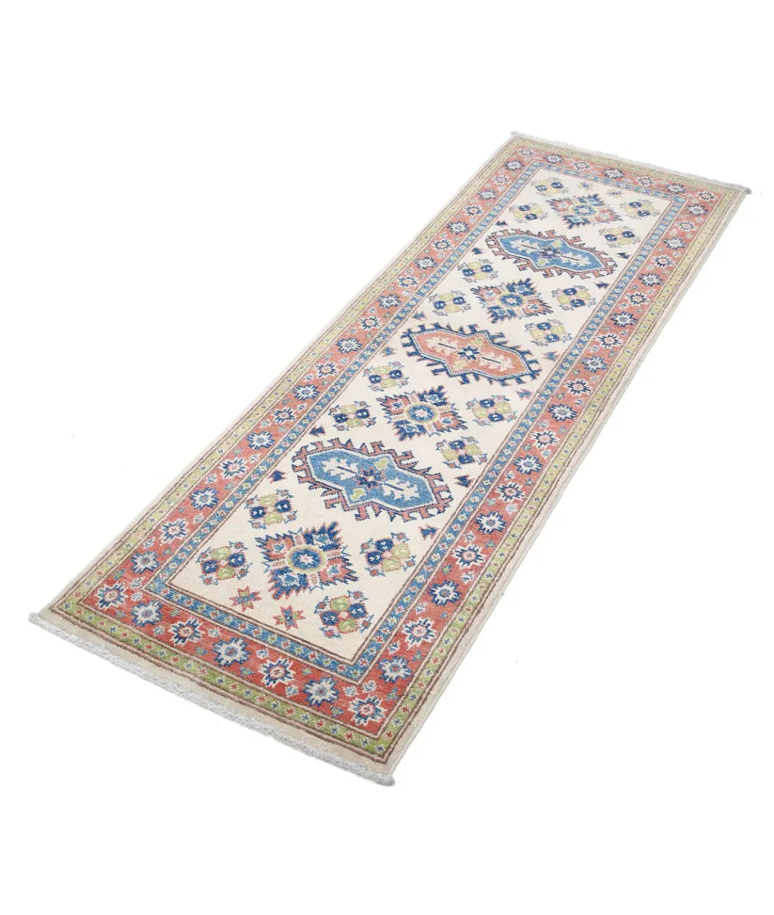 Tapis tribal en laine Kazak noué à la main - 2'0'' x 5'11''