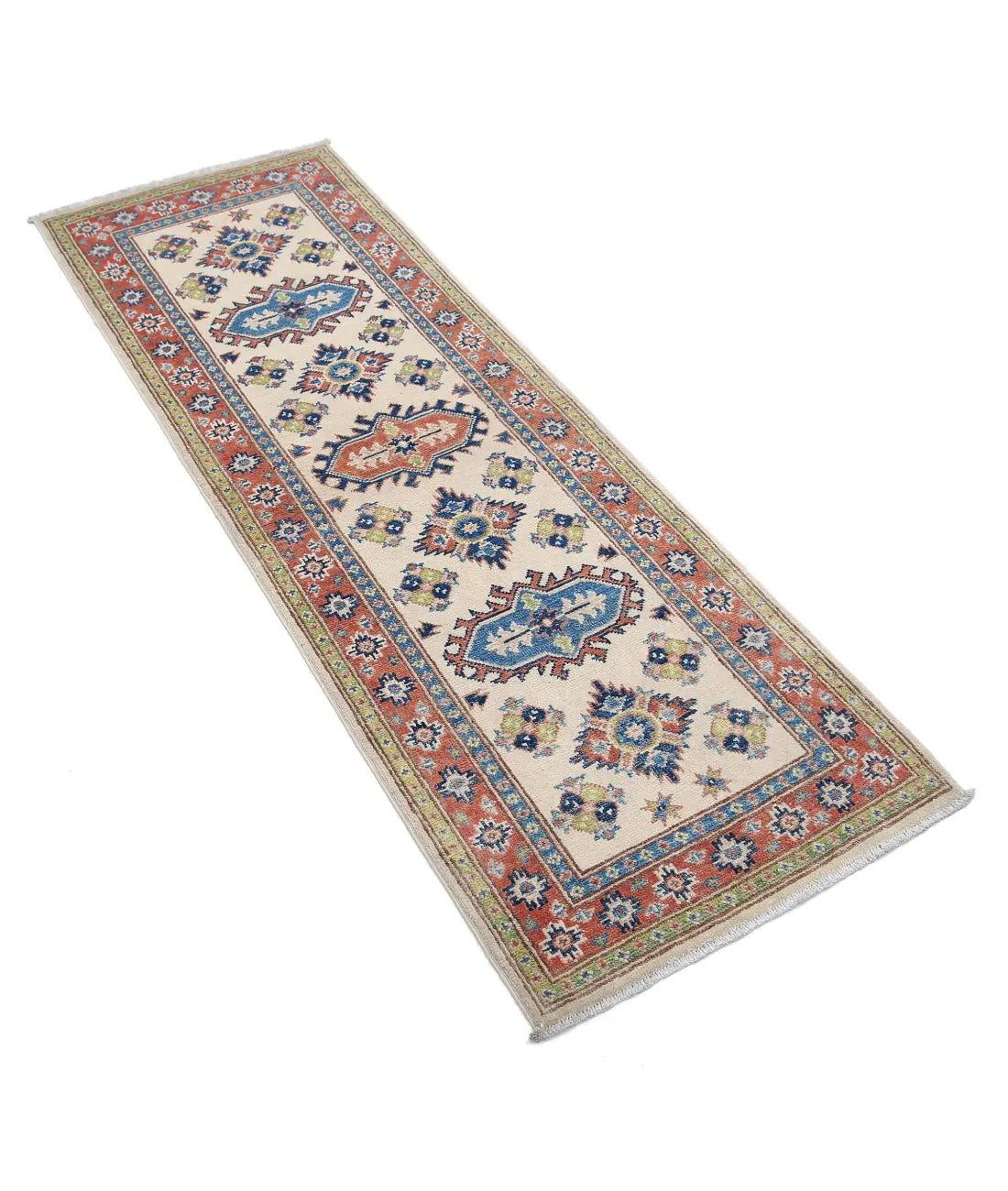 Tapis tribal en laine Kazak noué à la main - 2'0'' x 5'11''