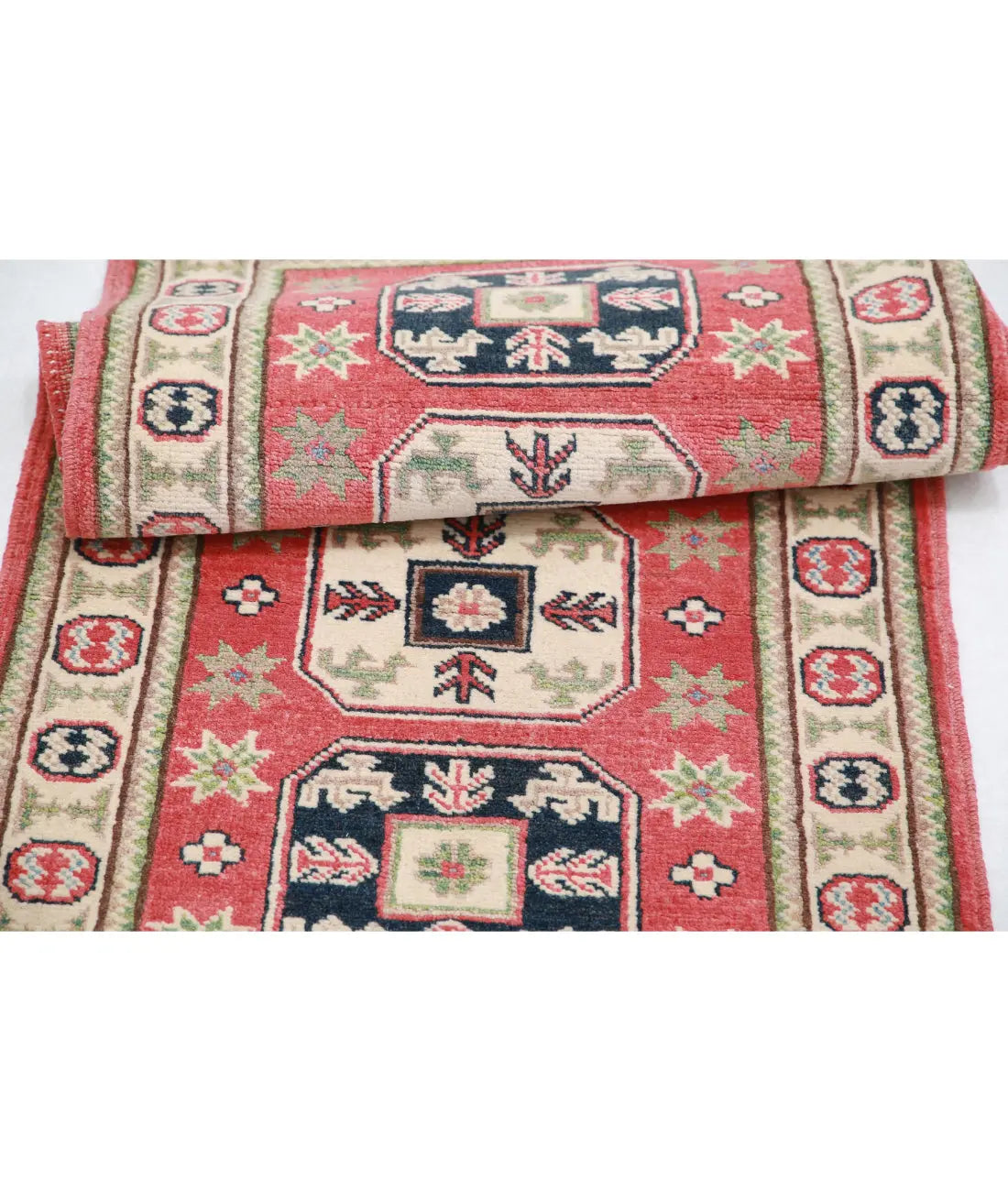 Tapis tribal en laine Kazak noué à la main - 2'0'' x 5'9''