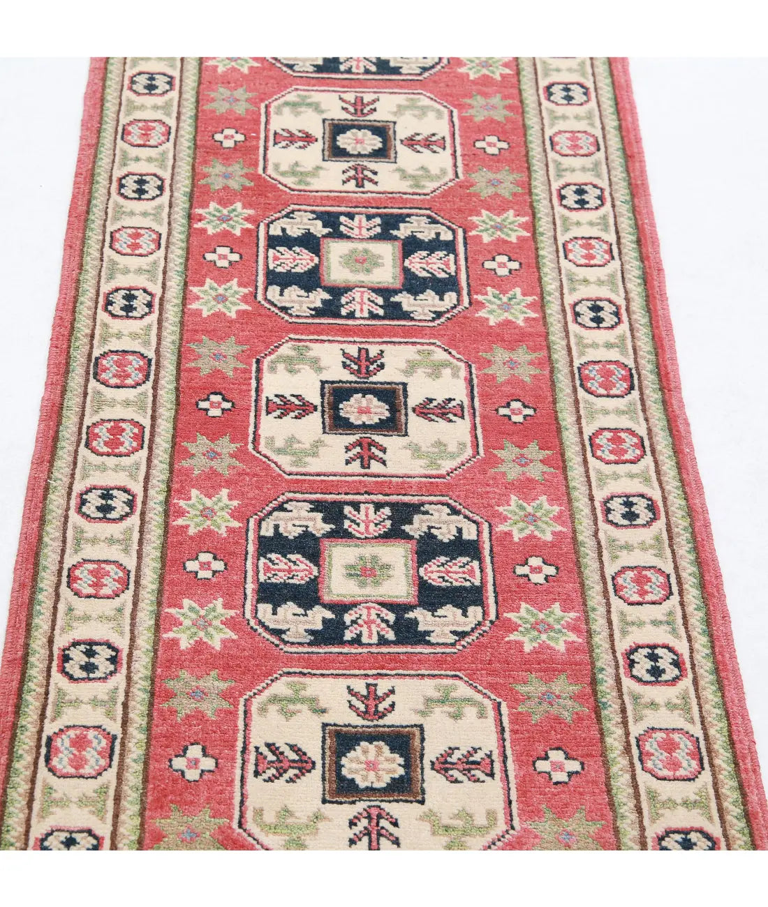 Tapis tribal en laine Kazak noué à la main - 2'0'' x 5'9''