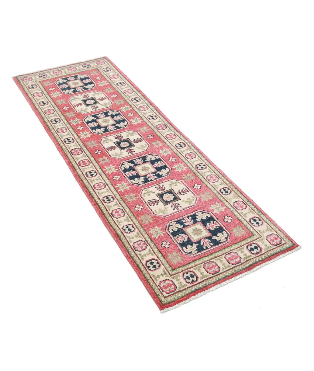 Tapis tribal en laine Kazak noué à la main - 2'0'' x 5'9''