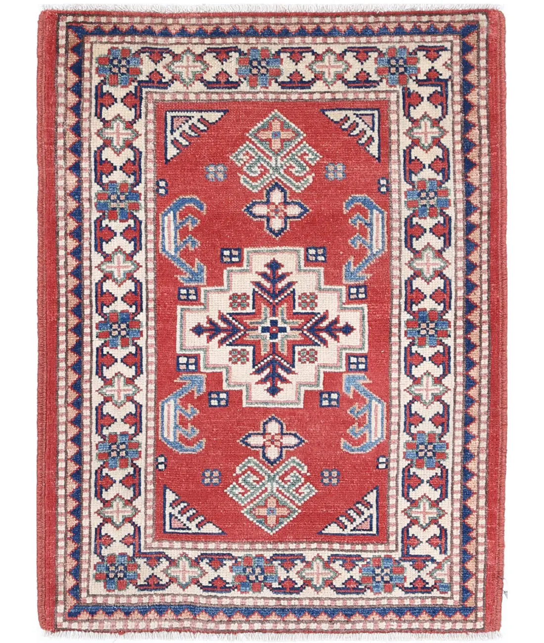 Hand Knotted Tribal Kazak Wool Rug - 2'1'' x 2'10''