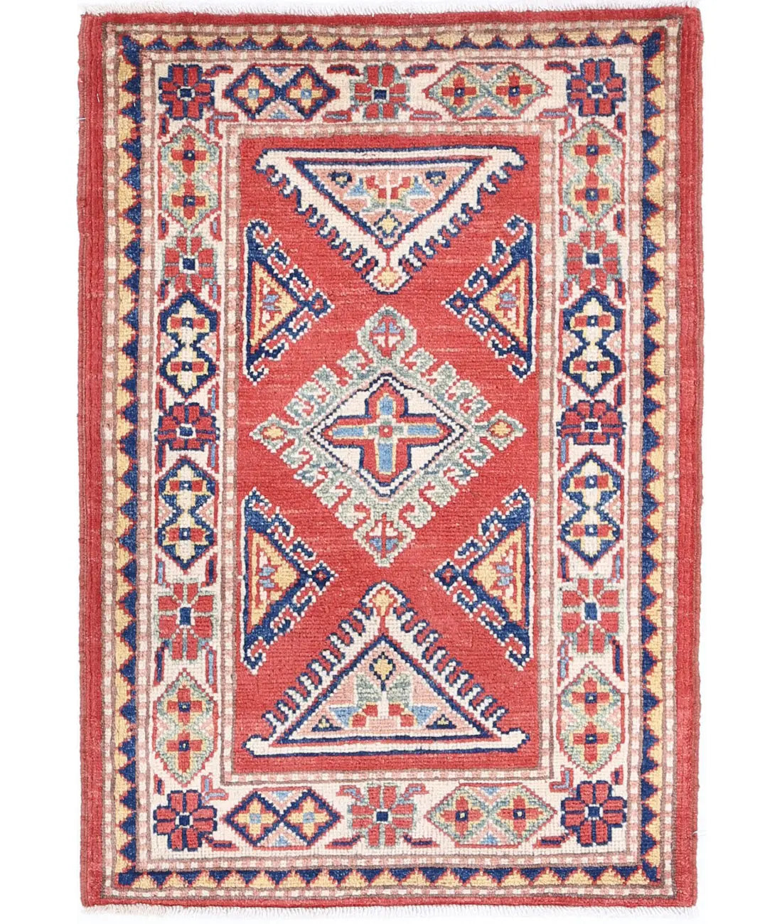 Hand Knotted Tribal Kazak Wool Rug - 2'1'' x 3'1''