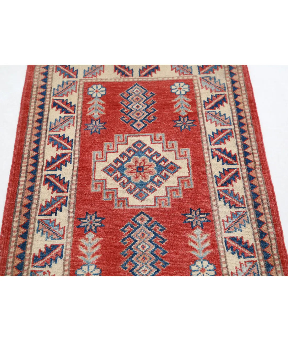 Tapis tribal en laine Kazak noué à la main - 2'2'' x 3'4''
