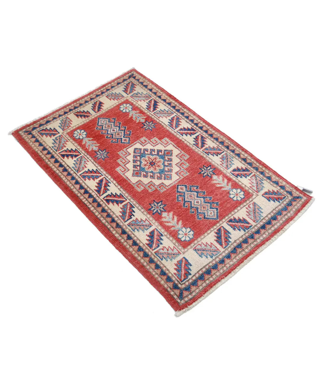 Tapis tribal en laine Kazak noué à la main - 2'2'' x 3'4''