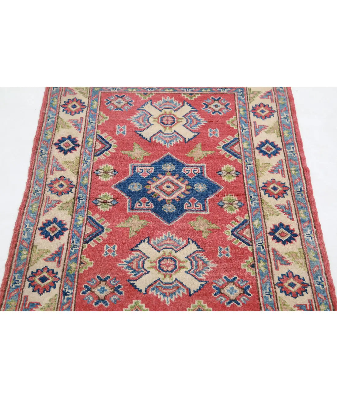 Hand Knotted Tribal Kazak Wool Rug - 2'7'' x 3'11''