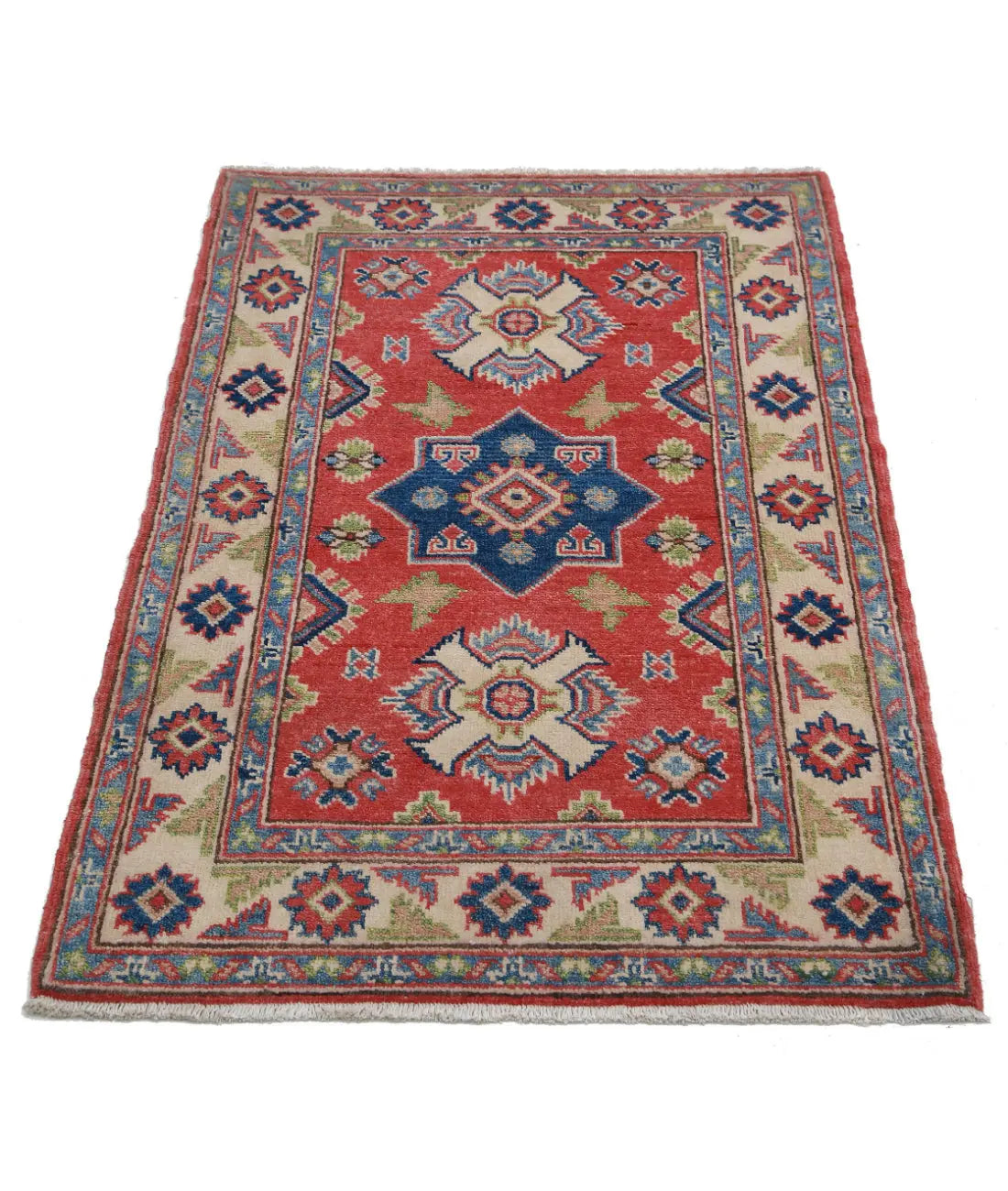 Hand Knotted Tribal Kazak Wool Rug - 2'7'' x 3'11''